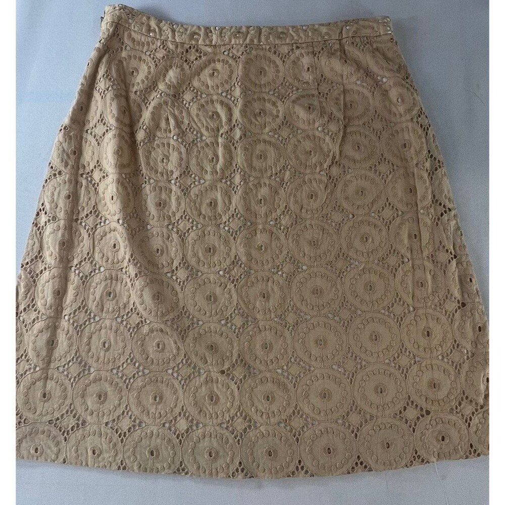 Banana Republic Womens Beige Eyelet Side Zip Casual Lined A-Line Skirt Size 0
